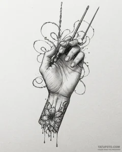 Tat tattoo sketch, tattoo artist’s hand holdi... - эскиз тату (№1753302117_0, 23.07.2025 20:21) — Tatufoto.com