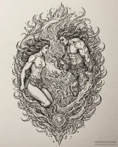 Tat tattoo sketch, epic battle between gods a... - эскиз тату (№1753302208_0, 23.07.2025 20:23) — Tatufoto.com