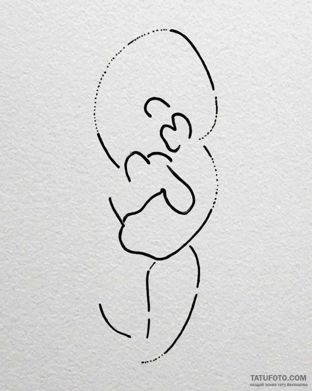 Tattoo sketch, slender line drawing of cat pa… — эскиз тату (№1753302387_0, 23.07.2025 20:26) — Tatufoto.com