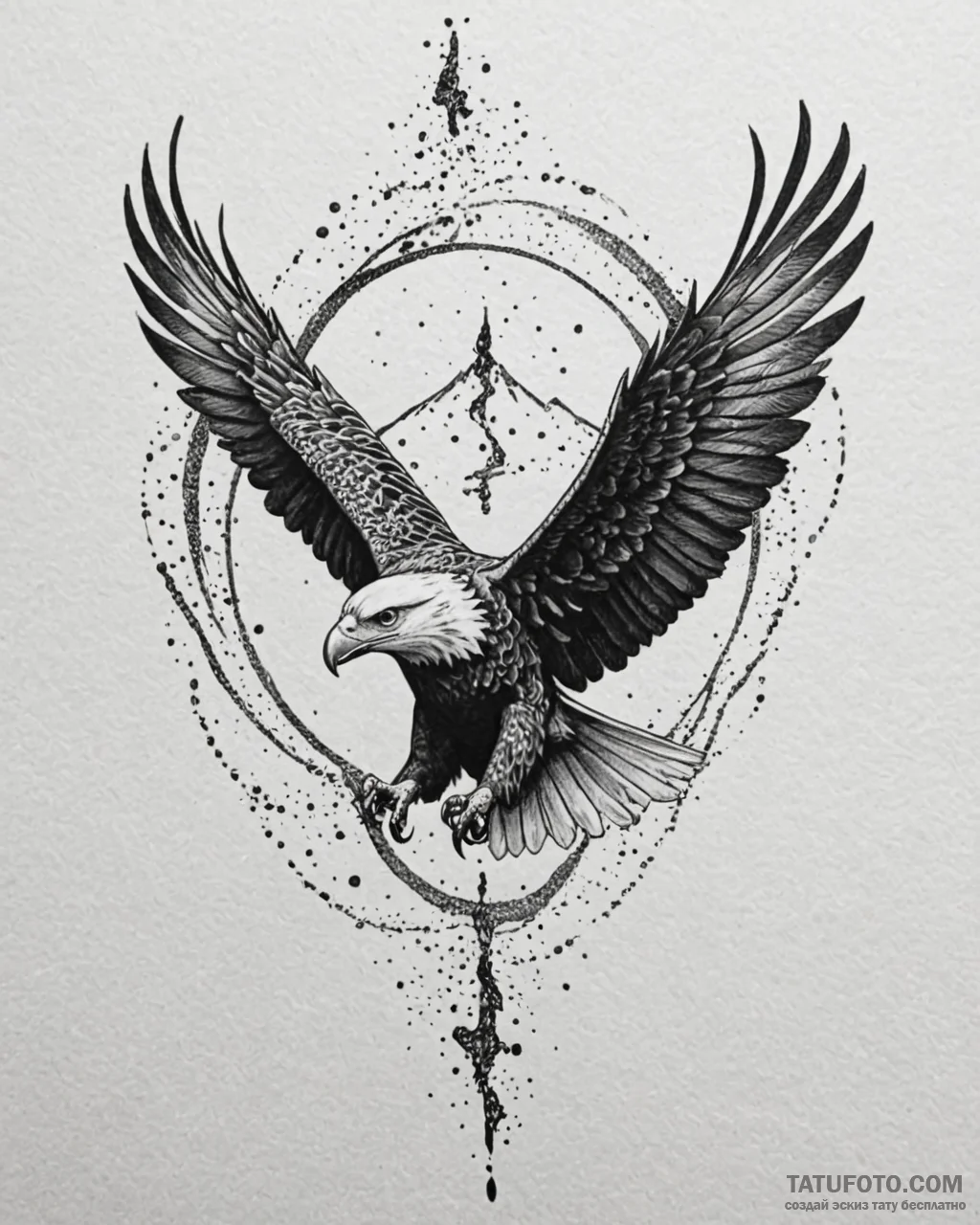 Tattoo sketch, spirit with eagle soaring abov... - эскиз тату (№1753302474_0, 23.07.2025 20:27) — Tatufoto.com