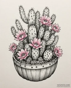 Tat tattoo sketch, cluster of barrel cacti wi... - эскиз тату (№1753302565_0, 23.07.2025 20:29) — Tatufoto.com