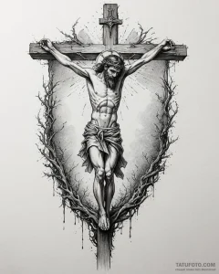 Tat tattoo sketch, crucifixion scene with int... - эскиз тату (№1753303001_0, 23.07.2025 20:36) — Tatufoto.com