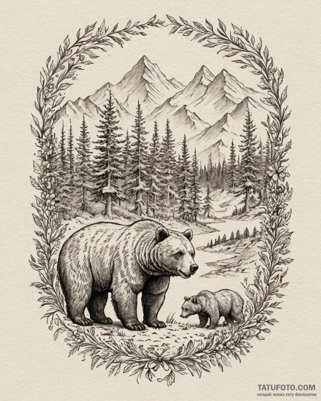 Tattoo sketch, brother bear kenai and koda st… — эскиз тату (№1753303267_0, 23.07.2025 20:41) — Tatufoto.com