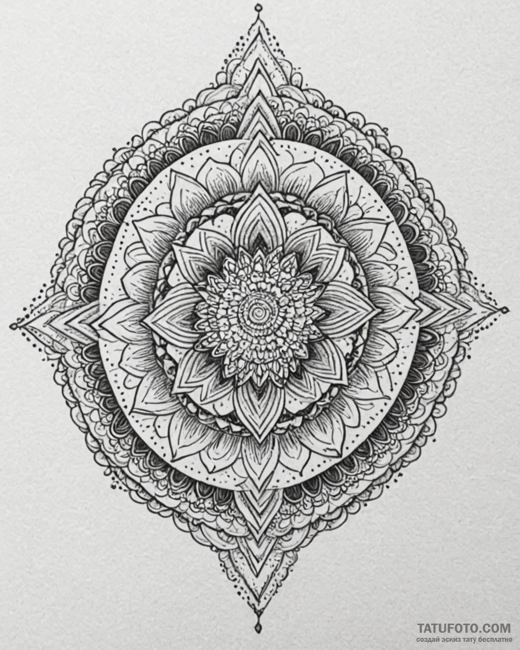 Tat tattoo sketch, dotwork mandala with intri... - эскиз тату (№1753303539_0, 23.07.2025 20:45) — Tatufoto.com