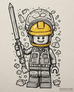 Tattoo sketch, emmet, the lego movie (2014),... - эскиз тату (№1753303898_0, 23.07.2025 20:51) — Tatufoto.com