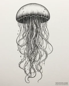 Tat tattoo sketch, jellyfish with glowing ten... - эскиз тату (№1753358871_0, 24.07.2025 12:07) — Tatufoto.com