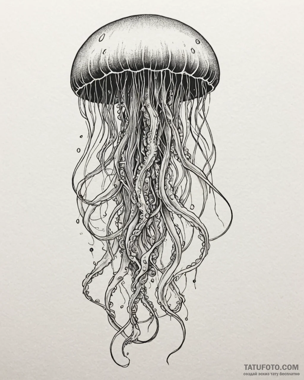 Tat tattoo sketch, jellyfish with glowing ten... - эскиз тату (№1753358871_0, 24.07.2025 12:07) — Tatufoto.com