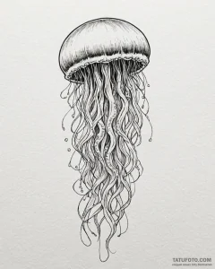 Tat tattoo sketch, jellyfish with glowing ten... - эскиз тату (№1753358956_0, 24.07.2025 12:09) — Tatufoto.com