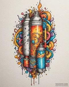 Tat tattoo sketch, graffiti artist spraying v... - эскиз тату (№1753359829_0, 24.07.2025 12:23) — Tatufoto.com