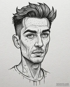 Eskizto, tattoo sketch, mike with raised eyeb... - эскиз тату (№1753362297_0, 24.07.2025 13:04) — Tatufoto.com