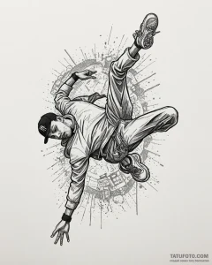 Tat tattoo sketch, hip-hop dancer’s breakdanc... - эскиз тату (№1753362447_0, 24.07.2025 13:07) — Tatufoto.com