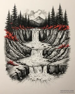 водопады и реки, artistic tattoo sketch, on a... - эскиз тату (№1753362739_0, 24.07.2025 13:12) — Tatufoto.com