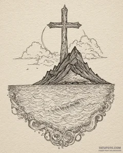 Tattoo sketch, earthsea island landscape with... - эскиз тату (№1753363034_0, 24.07.2025 13:17) — Tatufoto.com