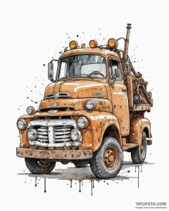 Eskizto, tattoo sketch, mater rusty tow truck... - эскиз тату (№1753363182_0, 24.07.2025 13:19) — Tatufoto.com