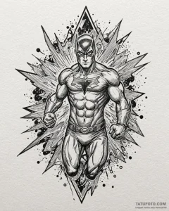 Tat tattoo sketch, comic book fan with superh... - эскиз тату (№1753363476_0, 24.07.2025 13:24) — Tatufoto.com