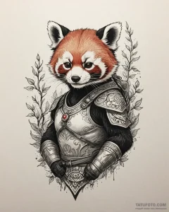 Tattoo sketch, mei lee with red panda mask gl... - эскиз тату (№1753364062_0, 24.07.2025 13:34) — Tatufoto.com