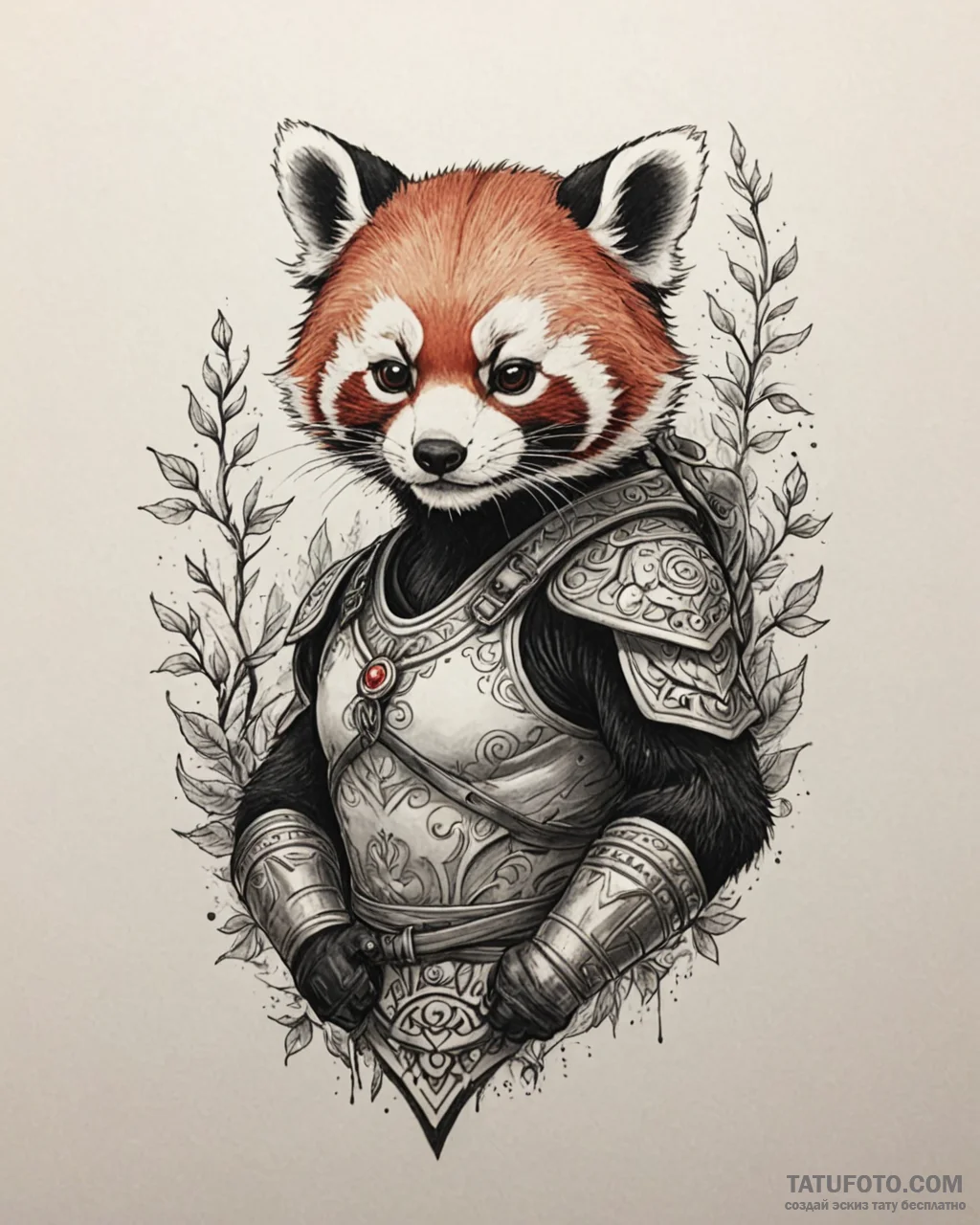 Tattoo sketch, mei lee with red panda mask gl... - эскиз тату (№1753364062_0, 24.07.2025 13:34) — Tatufoto.com