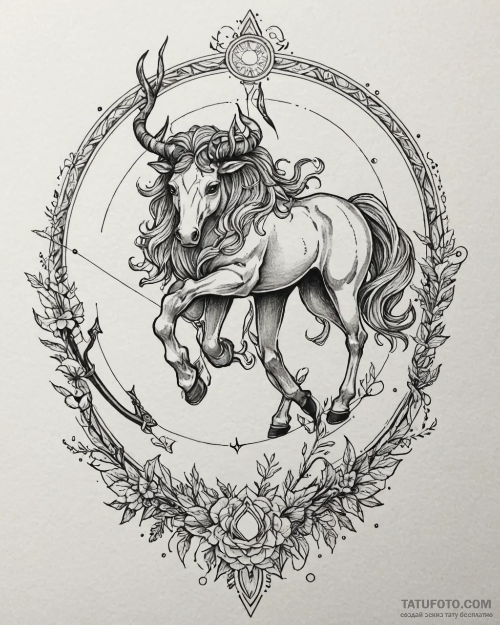 Tattoo sketch, centaur archer drawing bow ami... - эскиз тату (№1753364209_0, 24.07.2025 13:36) — Tatufoto.com