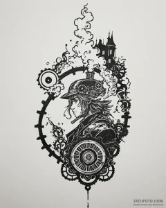 Tattoo sketch, howl’s moving castle silhouett... - эскиз тату (№1753364651_0, 24.07.2025 13:44) — Tatufoto.com