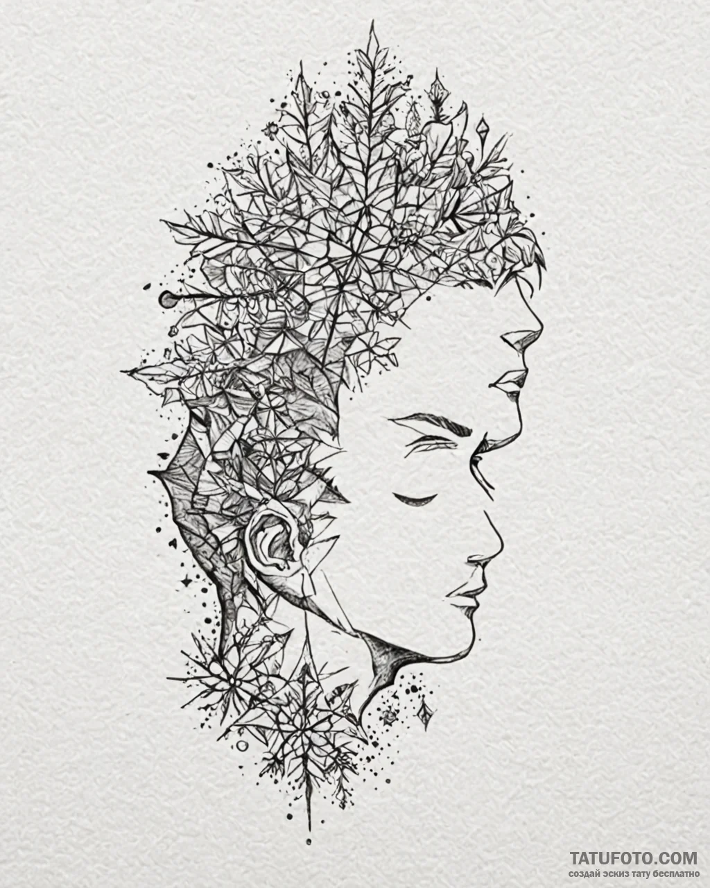Eskizto, tattoo sketch, manny head silhouette... - эскиз тату (№1753365536_0, 24.07.2025 13:58) — Tatufoto.com