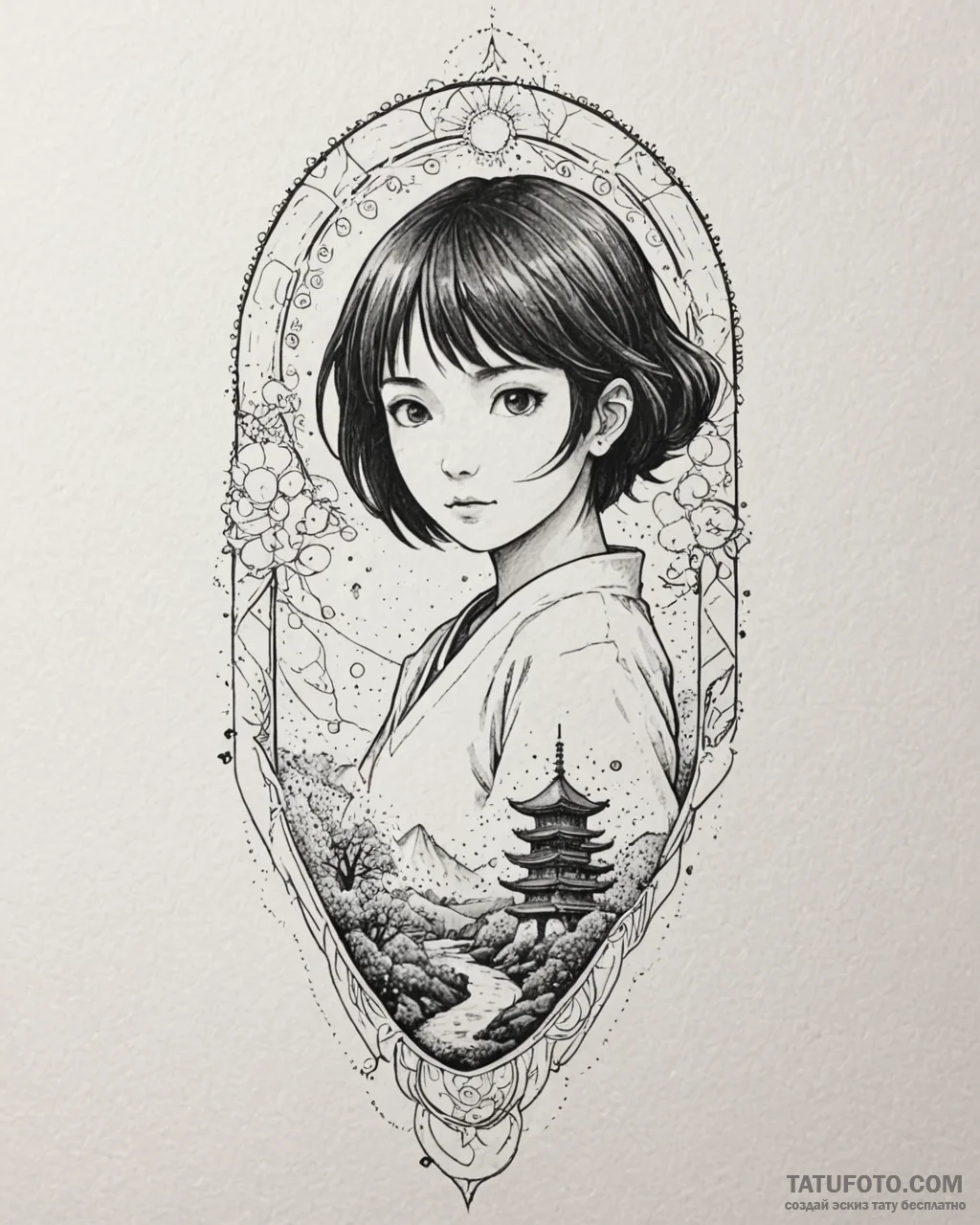 похищенная (spirited away, 2001), ink illustr... - эскиз тату (№1753365683_0, 24.07.2025 14:01) — Tatufoto.com