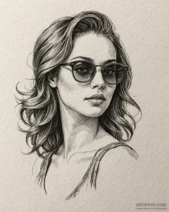 Tattoo sketch, holley shiftwell with sunglass... - эскиз тату (№1753366118_0, 24.07.2025 14:08) — Tatufoto.com