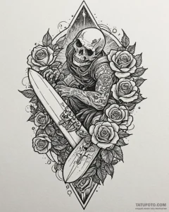 Tattoo sketch, jim riding solar surfer board,... - эскиз тату (№1753366266_0, 24.07.2025 14:11) — Tatufoto.com