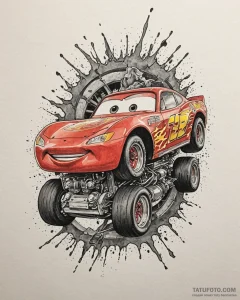 Tattoo sketch, lightning mcqueen roaring engi... - эскиз тату (№1753366707_0, 24.07.2025 14:18) — Tatufoto.com