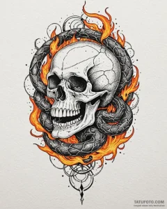Tat tattoo sketch, skull entwined with venomo... - эскиз тату (№1753366861_0, 24.07.2025 14:21) — Tatufoto.com