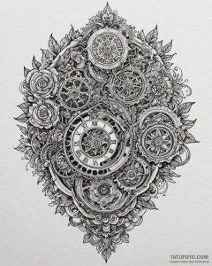 Tattoo sketch, vintage pocket watch with intr... - эскиз тату (№1753367009_0, 24.07.2025 14:23) — Tatufoto.com