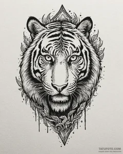 Tattoo sketch, tiger with eyes glowing like e... - эскиз тату (№1753367158_0, 24.07.2025 14:25) — Tatufoto.com