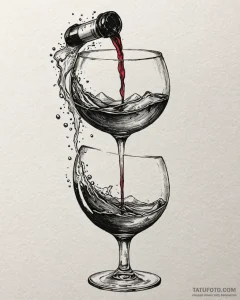 Tat tattoo sketch, sommelier pouring wine int... - эскиз тату (№1753367306_0, 24.07.2025 14:28) — Tatufoto.com