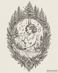 Tat tattoo sketch, ecologist surrounded by tr... - эскиз тату (№1753370508_0, 24.07.2025 15:21) — Tatufoto.com