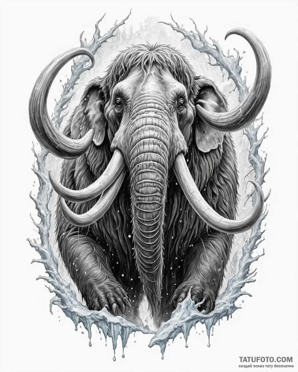 Eskizto, tattoo sketch, manny mammoth roaring... - эскиз тату (№1753373275_0, 24.07.2025 16:07) — Tatufoto.com