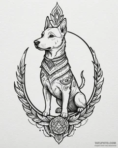 Tattoo sketch, loyal dog with protective stan... - эскиз тату (№1753374526_0, 24.07.2025 16:28) — Tatufoto.com