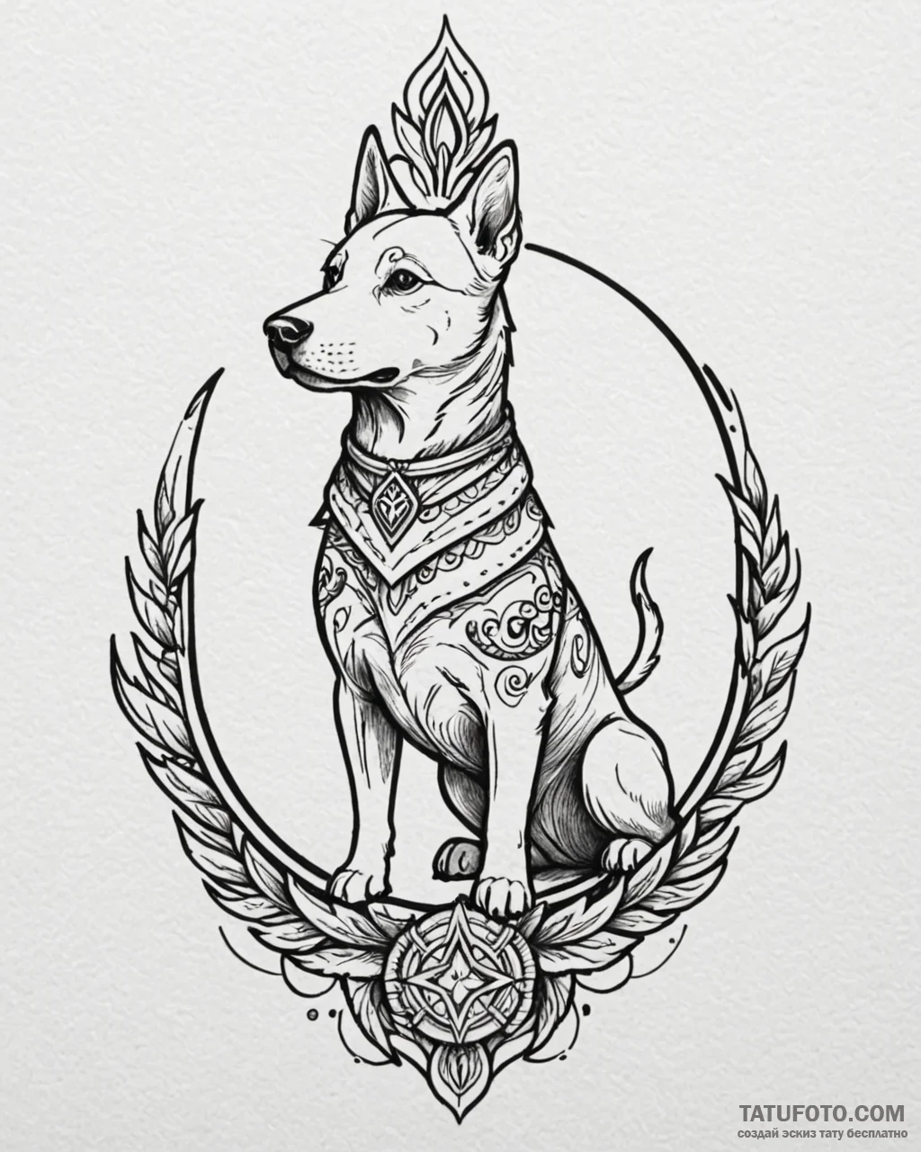 Tattoo sketch, loyal dog with protective stan... - эскиз тату (№1753374526_0, 24.07.2025 16:28) — Tatufoto.com