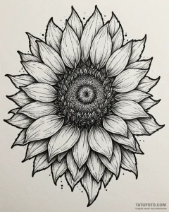 Tat tattoo sketch, bold neotraditional sunflo... - эскиз тату (№1753375616_0, 24.07.2025 16:46) — Tatufoto.com