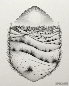 песочные дюны и пустыни, concept art for tatt... - эскиз тату (№1753376442_0, 24.07.2025 17:00) — Tatufoto.com