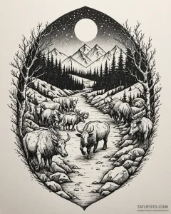Eskizto, tattoo sketch, manny and herd crossi... - эскиз тату (№1753376857_0, 24.07.2025 17:07) — Tatufoto.com