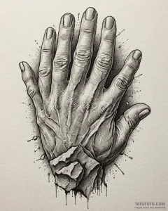 Tat tattoo sketch, rock climber’s chalked han... - эскиз тату (№1753377687_0, 24.07.2025 17:21) — Tatufoto.com