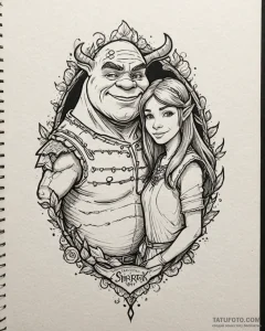 Eskizto, tattoo sketch, shrek and fiona fairy... - эскиз тату (№1753378308_0, 24.07.2025 17:31) — Tatufoto.com