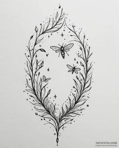 Tattoo sketch, encanto with fireflies and sta... - эскиз тату (№1753378927_0, 24.07.2025 17:42) — Tatufoto.com