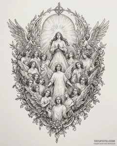 Tat tattoo sketch, religious painting-inspire... - эскиз тату (№1753379963_0, 24.07.2025 17:59) — Tatufoto.com