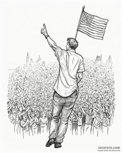 Tat tattoo sketch, politician speaking with c... - эскиз тату (№1753380169_0, 24.07.2025 18:02) — Tatufoto.com
