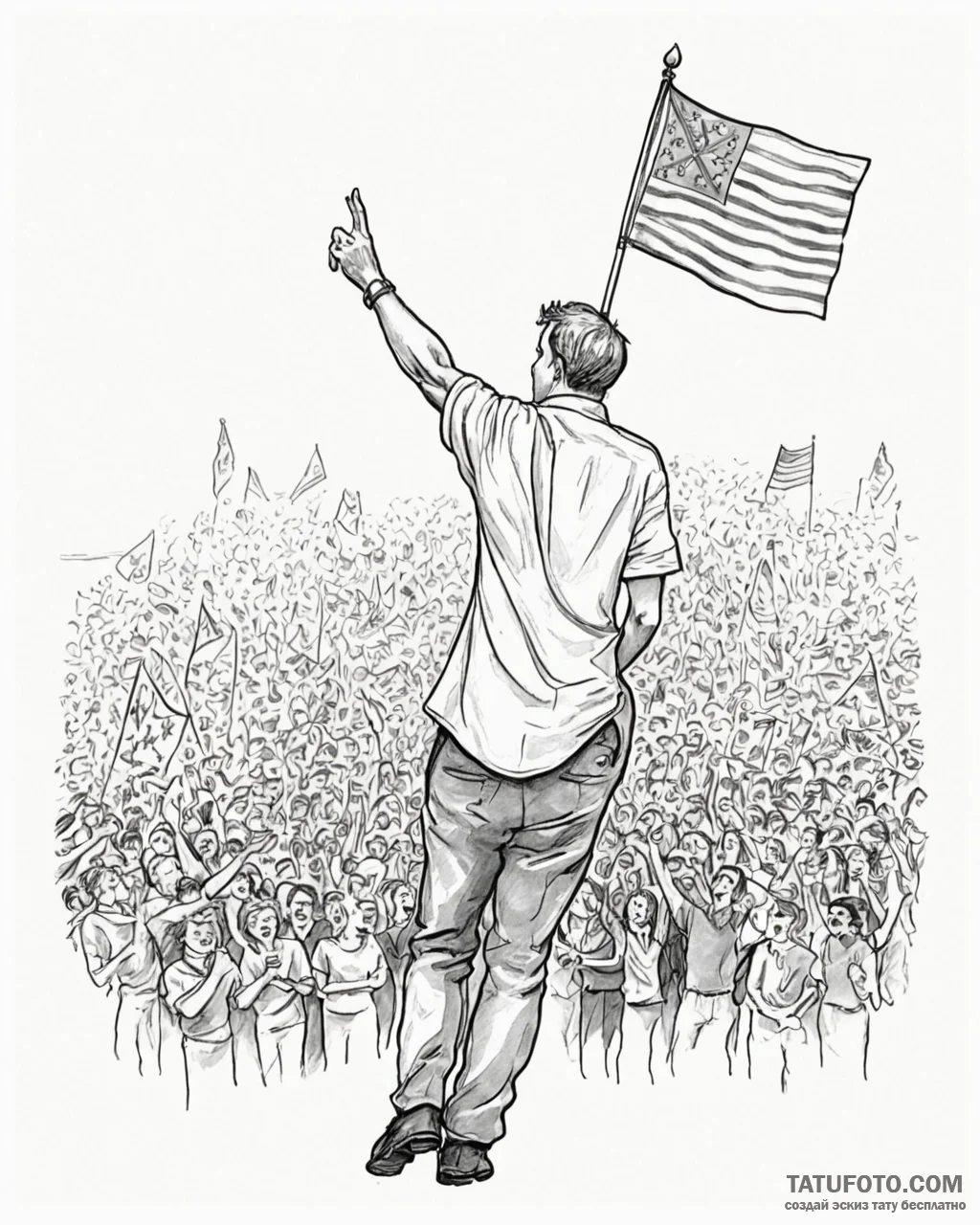 Tat tattoo sketch, politician speaking with c... - эскиз тату (№1753380169_0, 24.07.2025 18:02) — Tatufoto.com