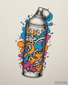Tat tattoo sketch, graffiti artist’s spray ca... - эскиз тату (№1753382036_0, 24.07.2025 18:33) — Tatufoto.com