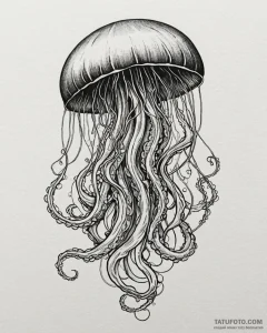 Tat tattoo sketch, jellyfish with glowing ten... - эскиз тату (№1753383494_0, 24.07.2025 18:58) — Tatufoto.com