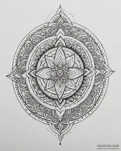Tat tattoo sketch, yogi surrounded by circula... - эскиз тату (№1753383699_0, 24.07.2025 19:01) — Tatufoto.com
