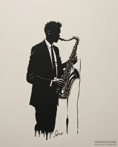 Tattoo sketch, joe’s silhouette in jazz club... - эскиз тату (№1753385770_0, 24.07.2025 19:36) — Tatufoto.com