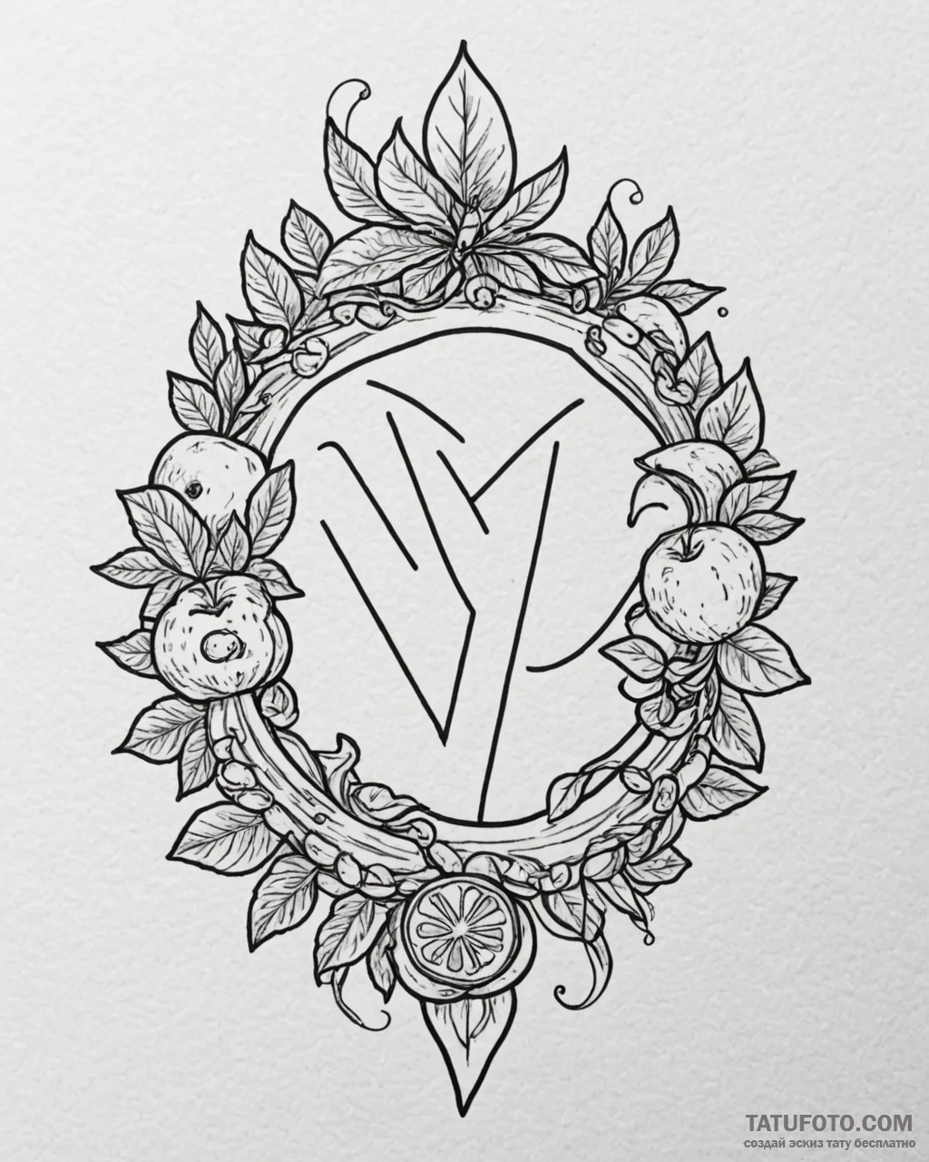 Tat tattoo sketch, vegan symbol intertwined w... - эскиз тату (№1753387025_0, 24.07.2025 19:57) — Tatufoto.com